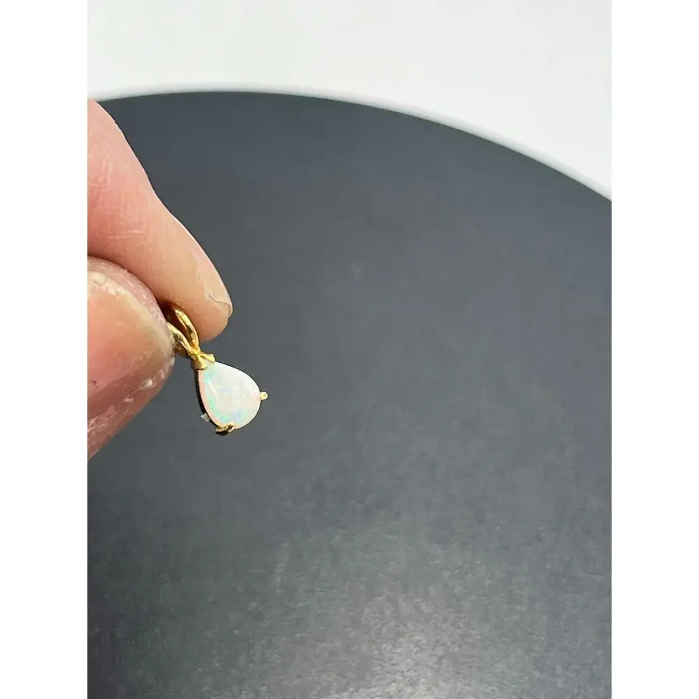 14K Yellow Gold‎ Pear Shape Fire Opal Pendant 7x5mm Natural Stone .60g Vintage